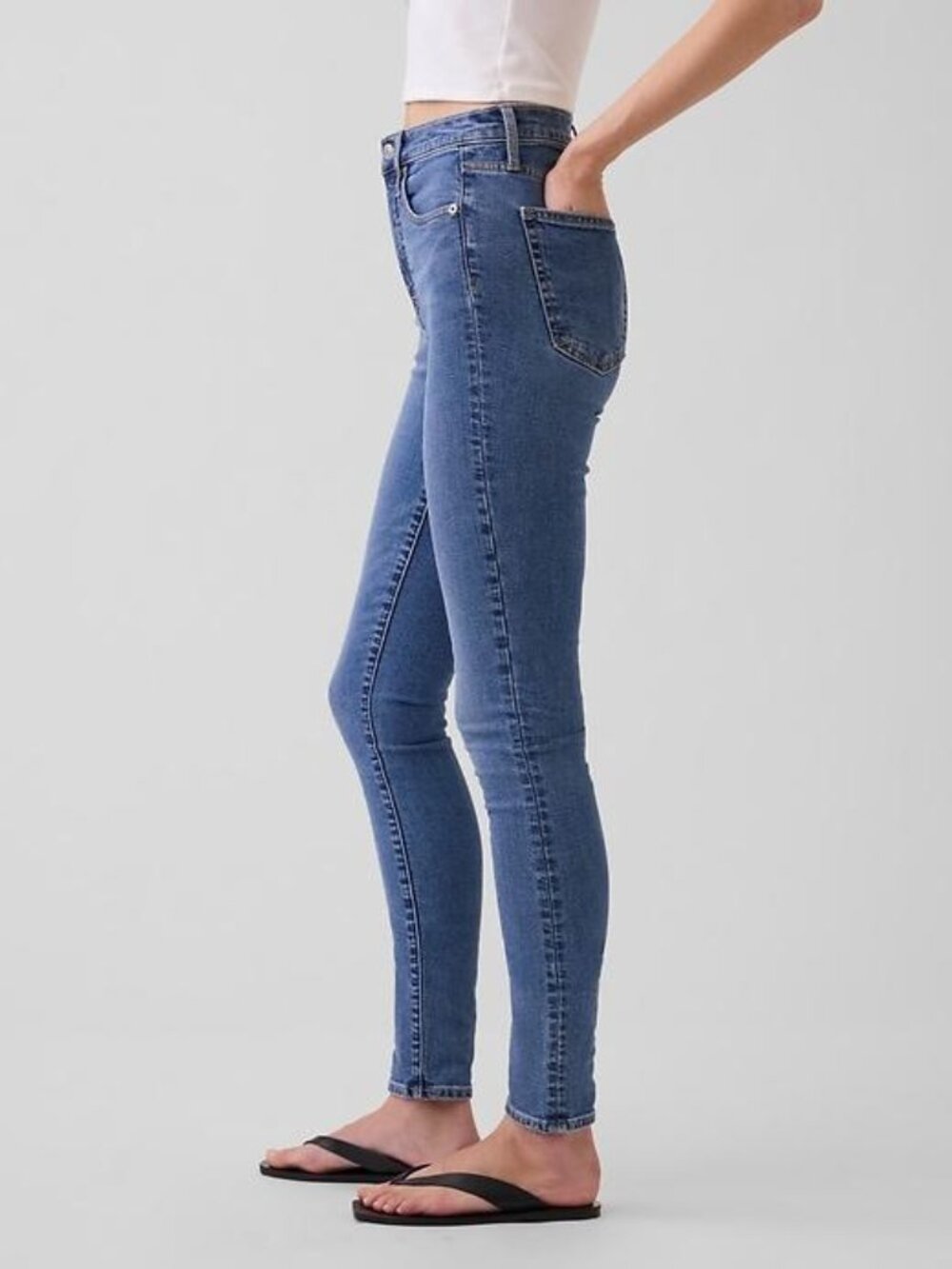 GAP True Skinny High Rise Jeans 32 14L Long Blue Indigo Stretch Denim